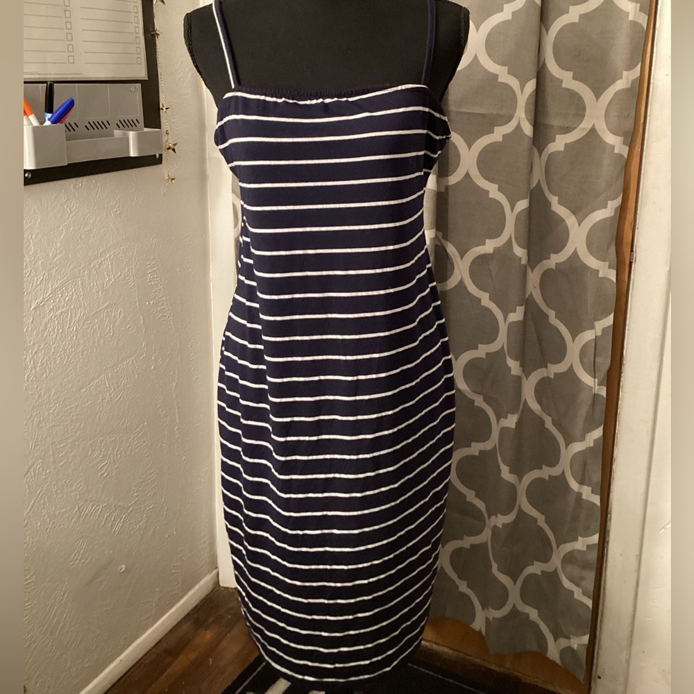 Rue21e navy & white Striped Strapless Summer Dress Stretchy Fabric XL